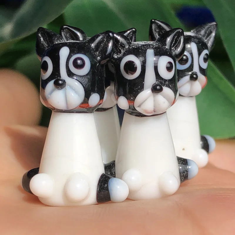 18*27Mm Handmade White Dog Animals Lampwork Glass Loose Pendant Beads Diy Jewelry Making Bracelet Earrings Phone Accessories