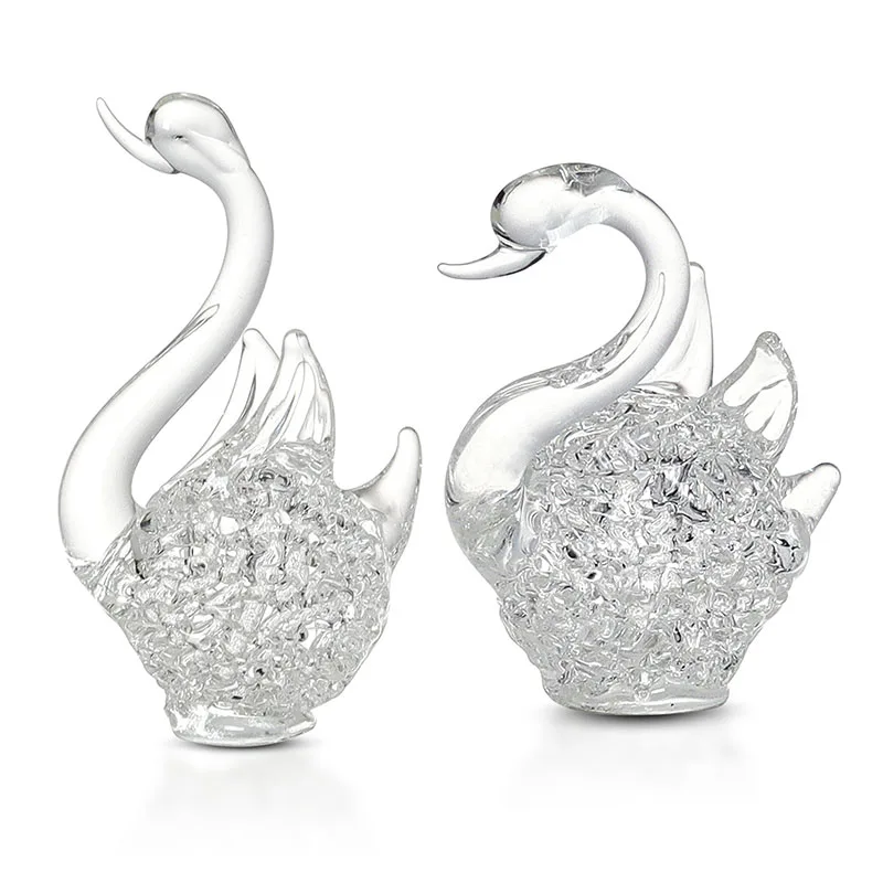 Crystal Swan Ornaments Glass Blaze Animal Figurine Home Desk Decoration Regalo Creativo In Miniatura