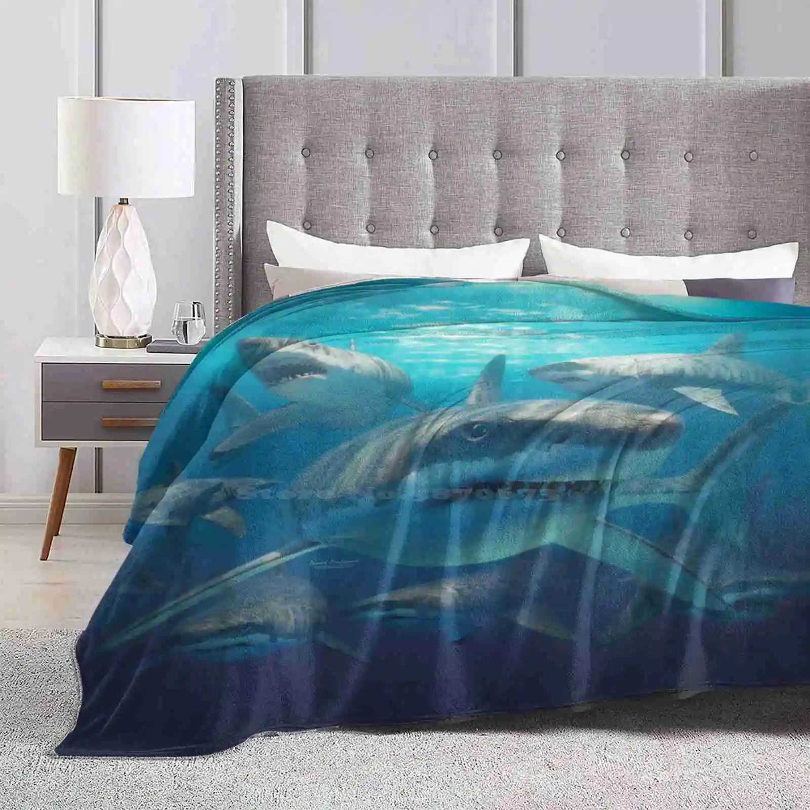 Grandi Squali Bianchi Coperta Morbida E Leggera E Leggera Grandi Squali Bianchi Marini Sott'Acqua David Penfound Shark Week Shark Lover