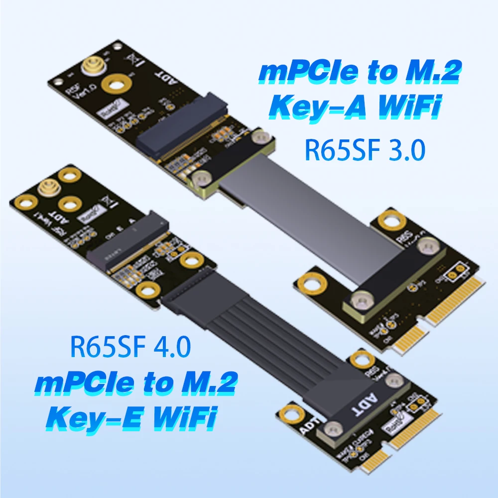 Adt R65 Mpcie Mini-Pcie A M.2 Wifi Key A E Wireless Network Card Extension Cable Riser Extender Adapter Support Pcie 4.0 3.0