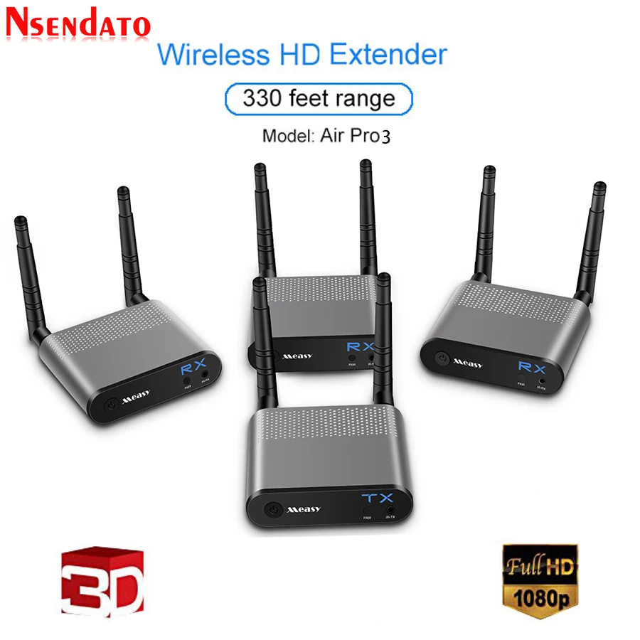 Measair Pro 3 100M/330Ft 2.4Ghz/5.8 Ghz Wireless Wifi Hd Audio Video Extender Trasmettitore Trasmettitore Ricevitore Kit Con Segnale Ir