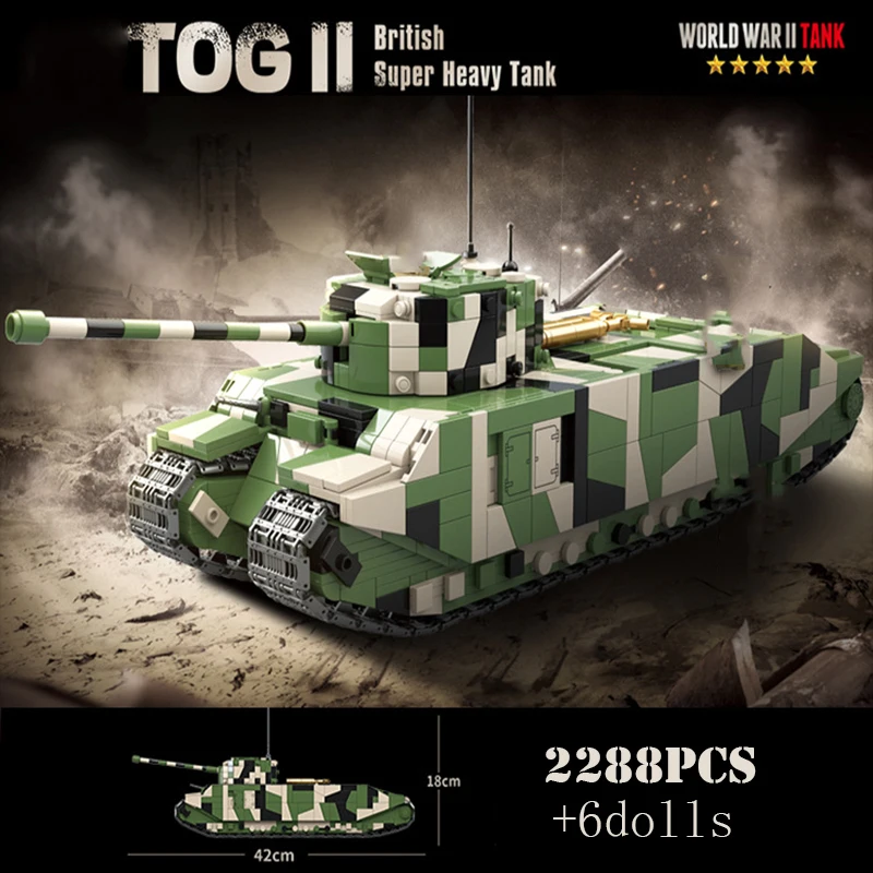 New Military Ww2 British Tog Ii Super Heavy Tank Building Blocks World War 2 Army Soldier Figure Armi Mattoni Giocattoli Per Bambini Regalo