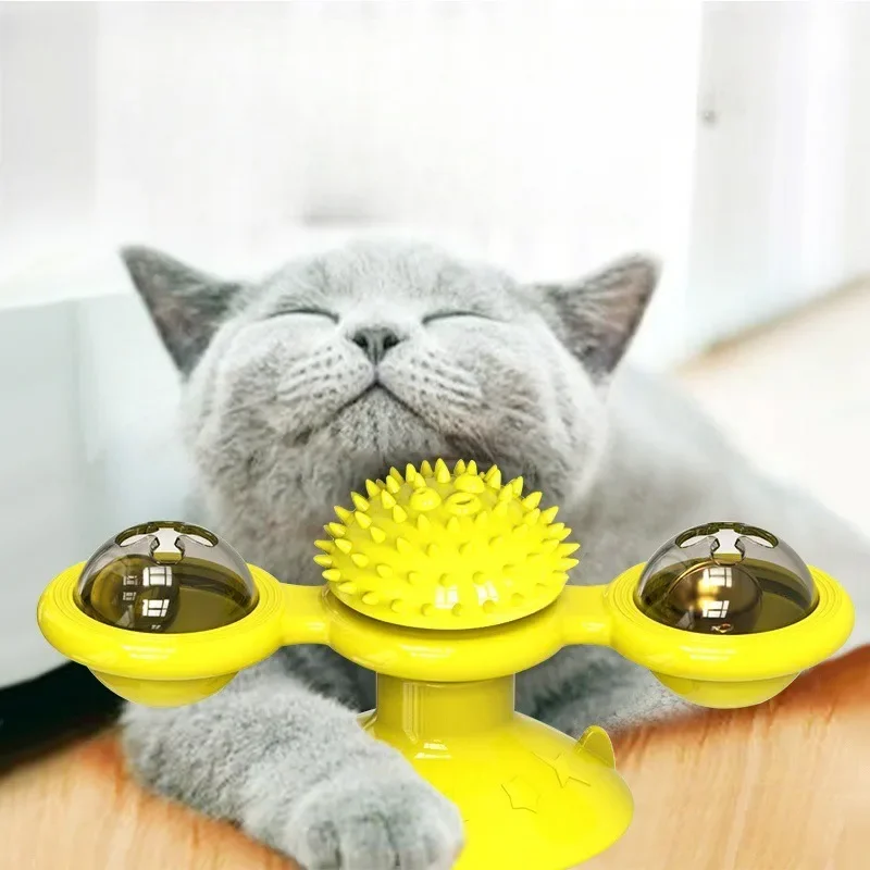 Cat Wiper For Cat Fun And Fun For Cat Fun Windmill Toy Slinky Kitten Giradischi Toy Con Luce, Rotazione E Solletico Con Erba Gatta
