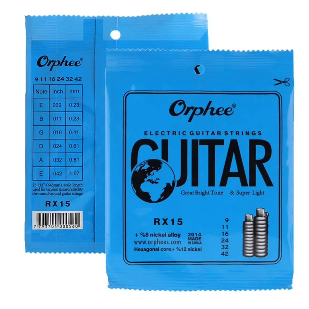 Orphee Rx15 Corde Per Chitarra Elettrica Super Slinky 009-042 Calibri Full Tone Esagonale Acciaio Al Carbonio E Lega Di Nichel