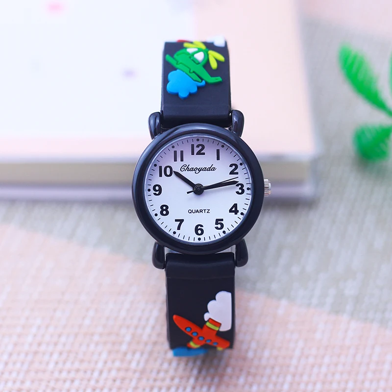 New Fashion Children Cartoon Plane Watches Little Kids Boys Girls Toy Watches For Gifts Studenti Per Orologi Scolastici Impermeabili
