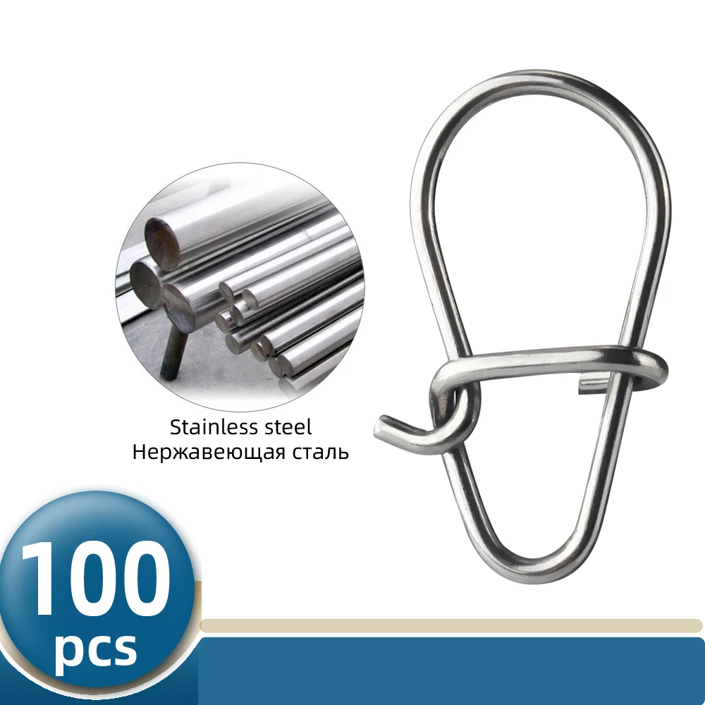 100Pcs 00#-3# Fishing Nice Hooked Snap Pin 304 Stainless Steel Fishing Barrel Swivel Lure Connector Accessories Pesca