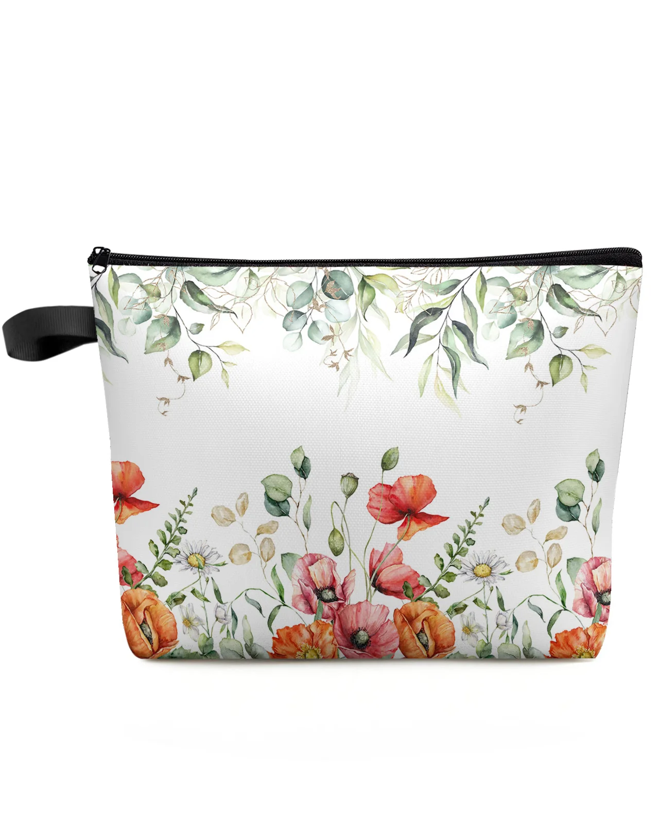 Spring Eucalyptus Poppy Flowers Makeup Bag Pouch Travel Essentials Lady Women Cosmetic Bags Toilet Organizer Storage Pencil Case