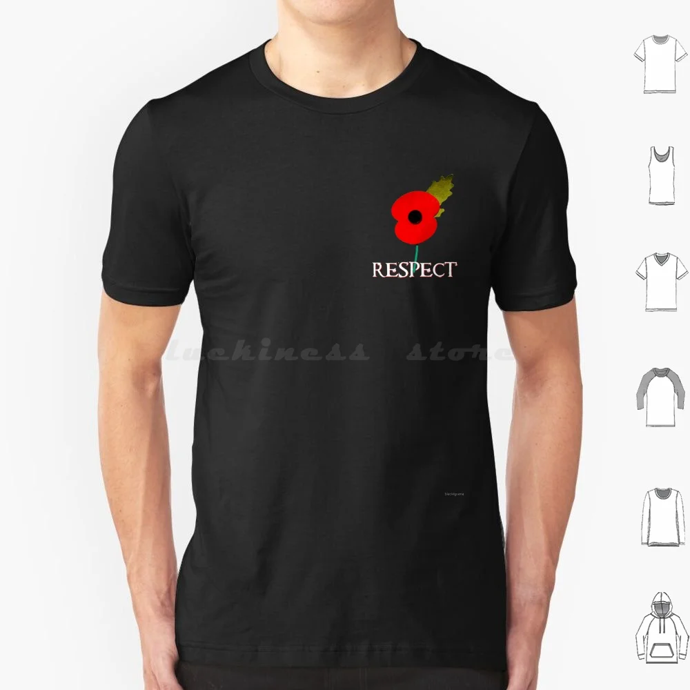 Maglietta Di Rispetto Big Size 100% Cotone Rispetto Poppy Poppies War Removal Rbl Red Black Uk Multicultural London Gb Great