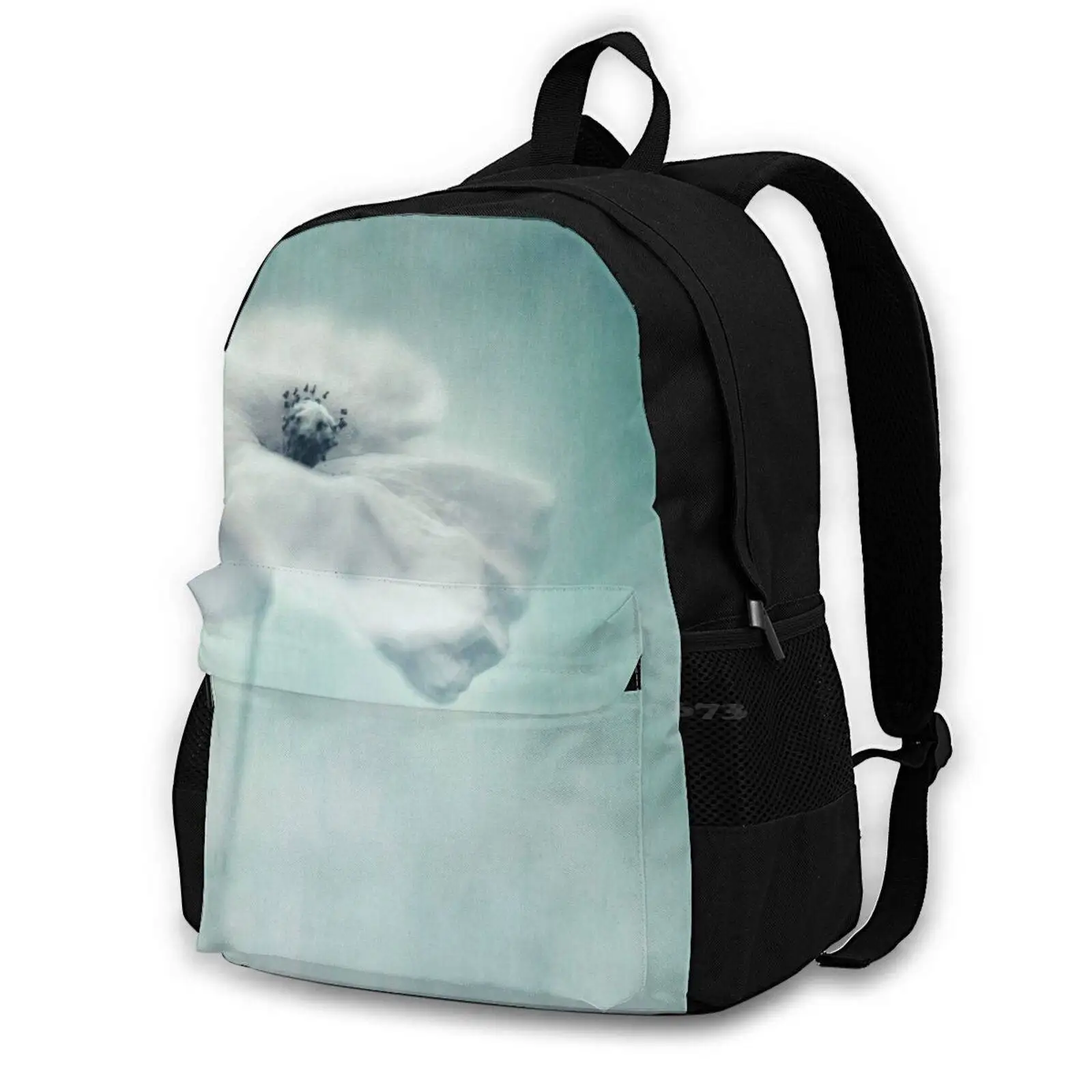 White Poppy Travel Laptop Bagpack Borse Da Scuola Poppy Poppies Flower Flower Floral Flora Nature White Priska Wettstein Light