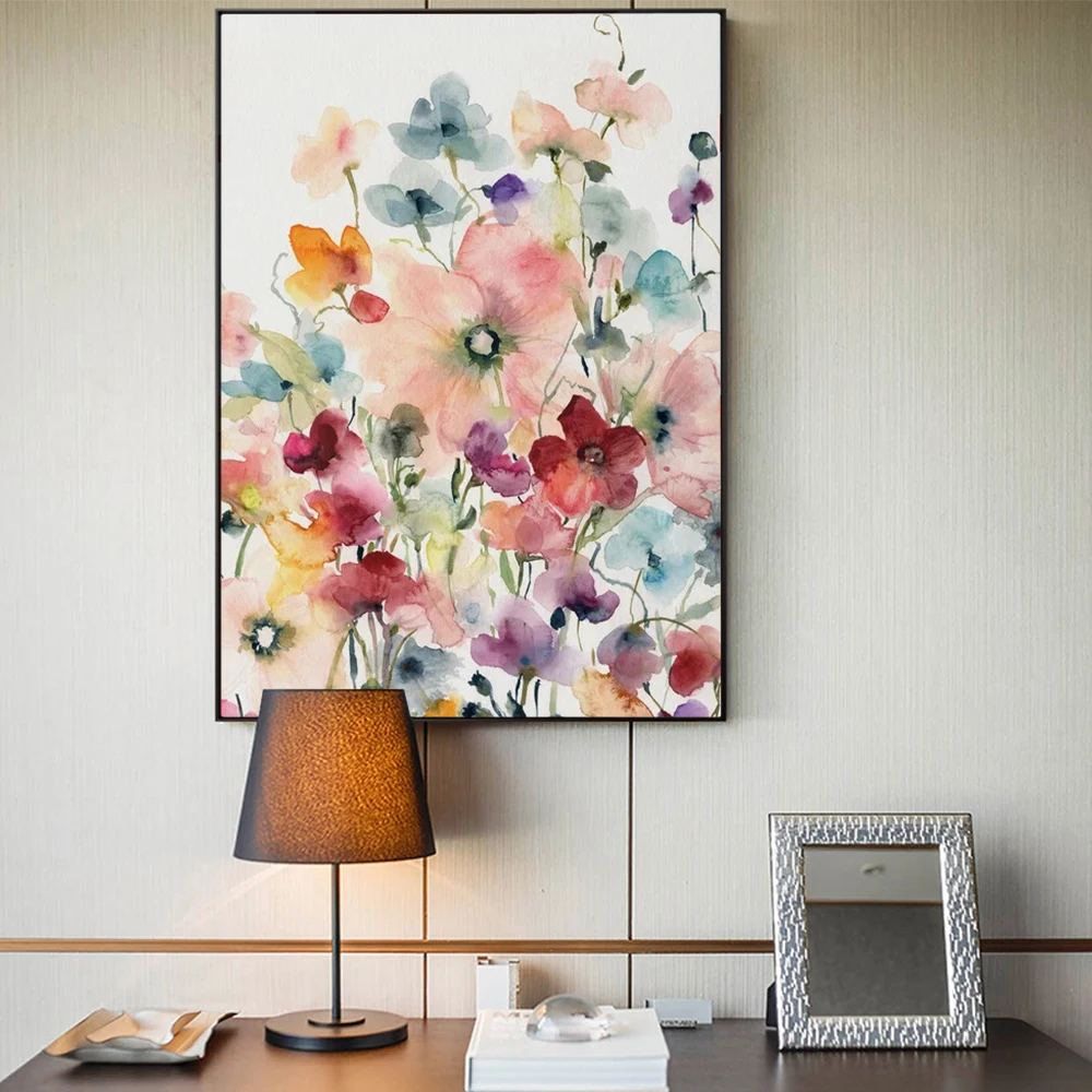 Poppies And Sweetpeas Flowers Print Canvas Painting Wall Art Home Decor Immagini A Colori Moda Per Soggiorno Decorazione Regalo