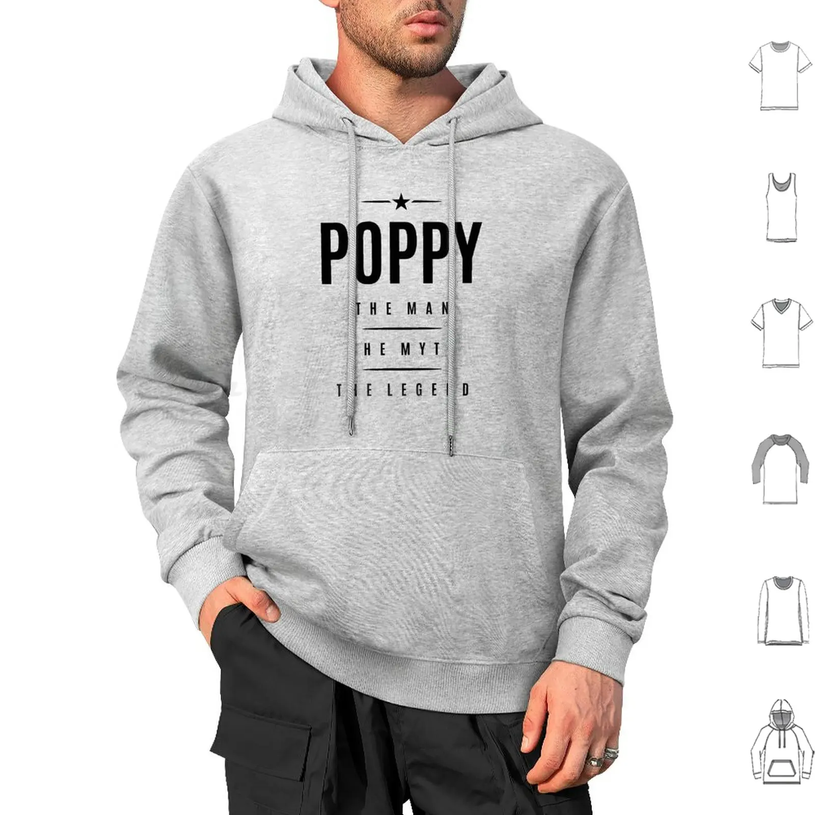 Mens Poppy The Man The Myth The Legend-Dad & Nonno Felpa Con Cappuccio In Cotone A Maniche Lunghe Poppy Poppy Poppy Per Poppy Best Ever