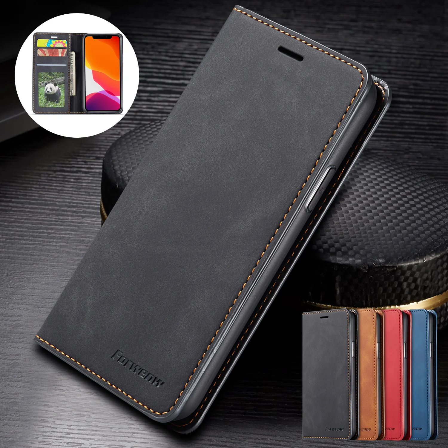 Forsamsung Muslimleather Card Pocket Wallet Magnetic Flip Luxury Card Holder Case Cove