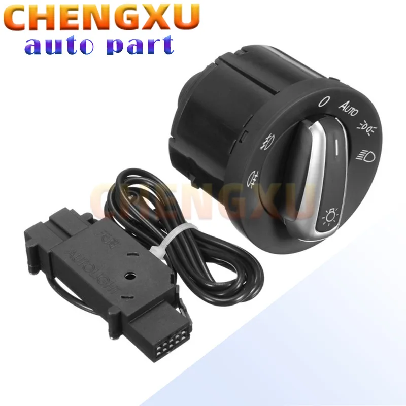 Muslimhigh High Quality Auto Headlight Chrome Switch + Plug Fit Per Vw Golf Mk5 Mk6 Passat B6 Caddy Tiguan