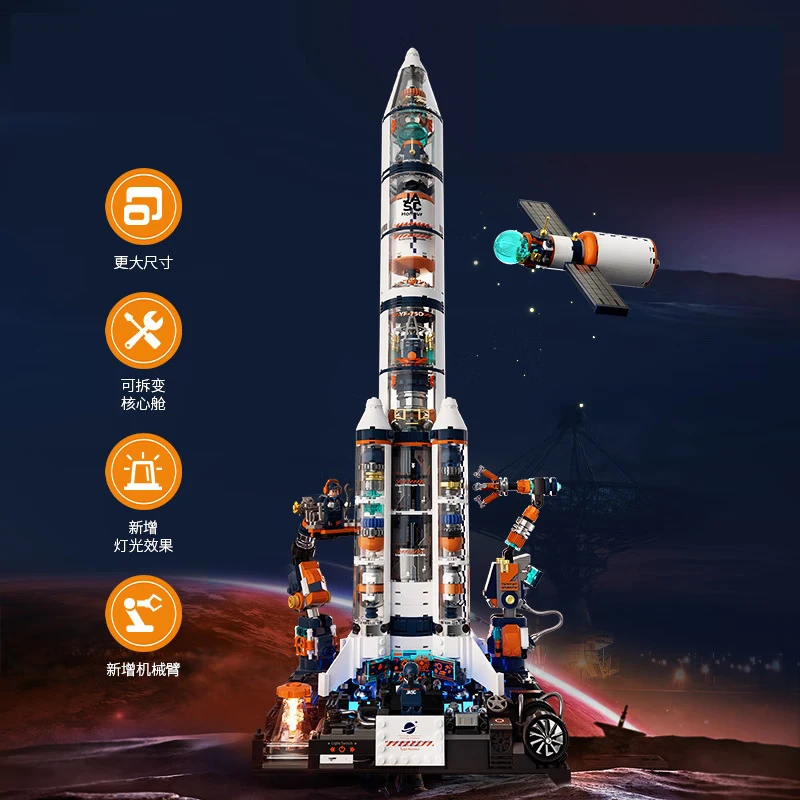 Creativo Extra Large Aerospaziale Rocket Building Blocks, Astronauta Meccanico Esplorazione Robot Mattoni Giocattoli Ragazzo Bambini Regali