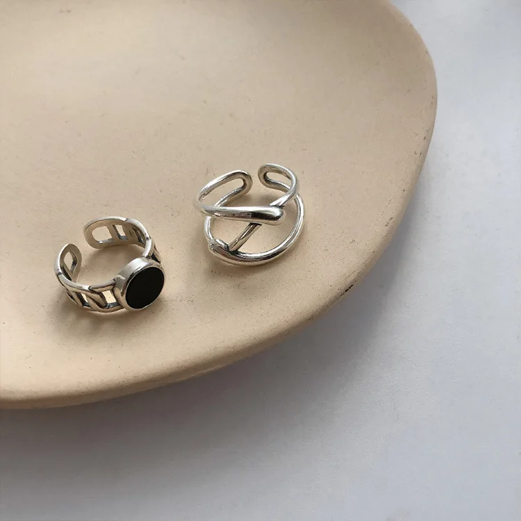 Fashion 2Pcs/Lot Punk Minimalist Midi Round Twist Ring Set For Women Bohemia Vintage Metal Knuckle Enamel Finger Rings Jewelry