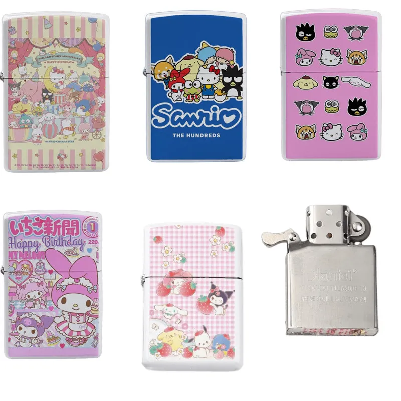 Hello Kitty Kawaii Anime Figure Printed Lighter Kuromi Mymelody Lighter Case Movimento Non Incluso Shell Shell Antivento