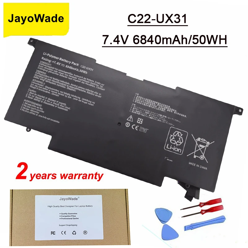 Jayowade C22-Ux31 Batteria Del Computer Portatile Per Asus Zenbook Ux31 Ux31A Ux31E Ux31E-Dh72 C22-Ux31 C23-Ux31 7.4V 50Wh 6840Mah C22 Ux31
