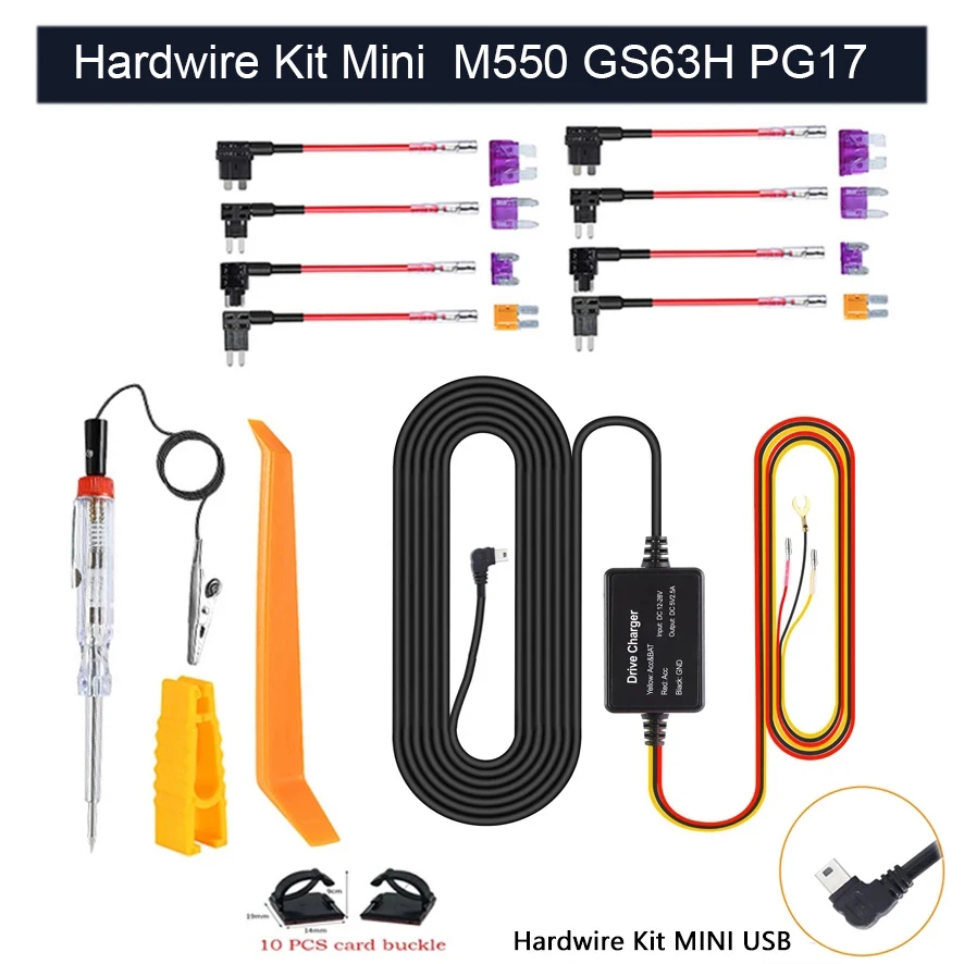 Per Azdome Car Dvr Record Kit Hardwire Per Azdome M550 Gs63H Pg17 Protezione Bassa Vol Mini Porta Usb 12V-24V Mini Kit Hardwire