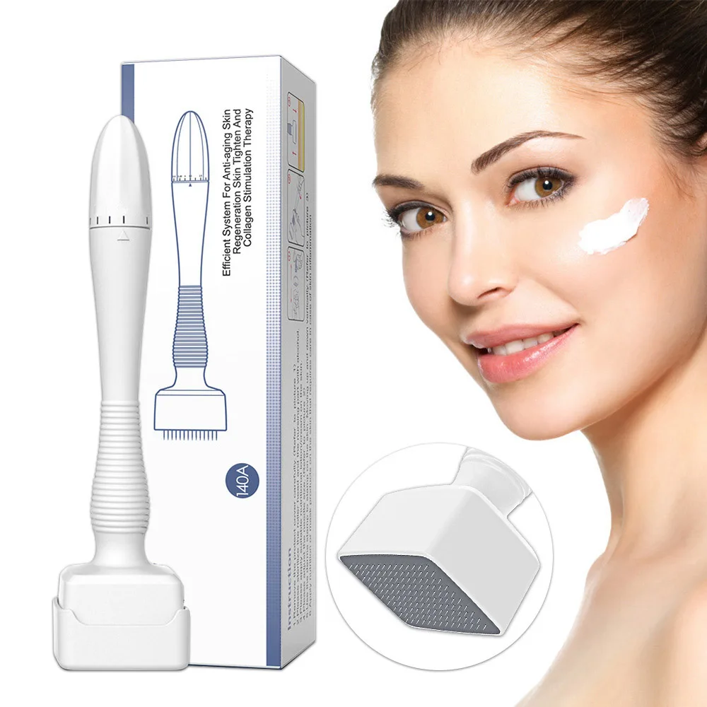 Ago Regolabile Derma Stamp Roller Micro Ago 140 Pin Titanium Microneedling Fine Touch Applicatore Di Siero Mesoterapia Facciale