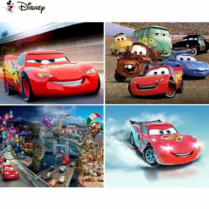 Disney Diamond Painting Punto Croce "Cartoon Car Racing" Full Crystal Diamond Ricamo Cucito Craft Home Decor