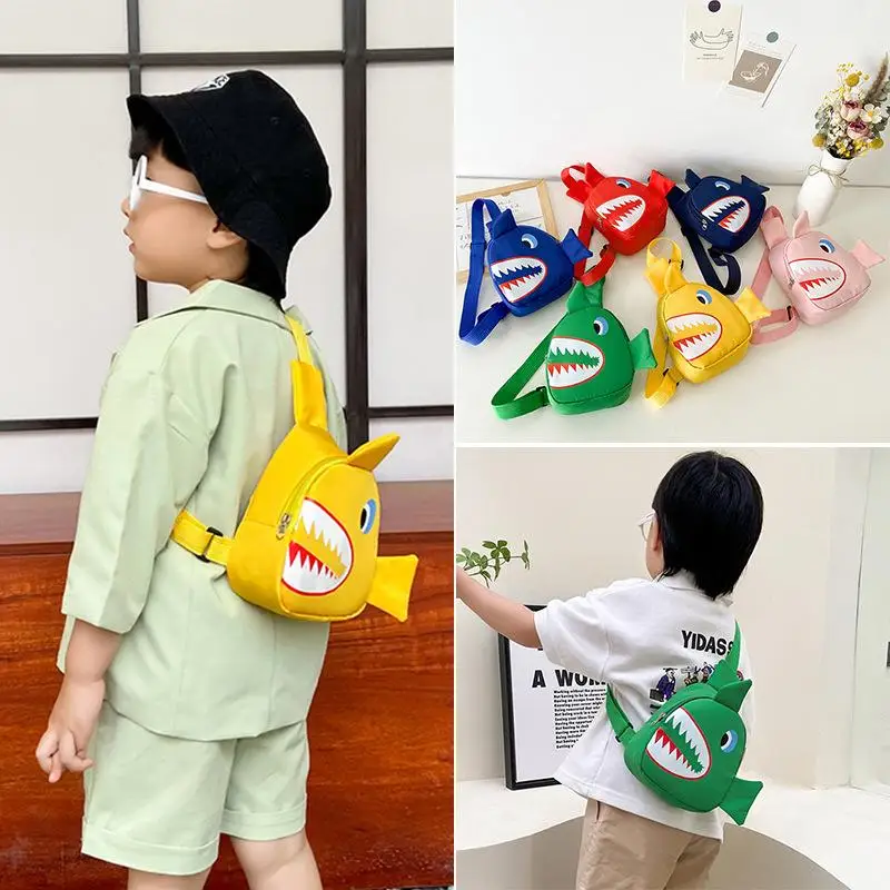 Anime Kawaii Shark Kid Messenger Bag Cute Coin Purse Boy Girl Handbag Baby Chestbag Outdoor Zaino Travelbag Gift