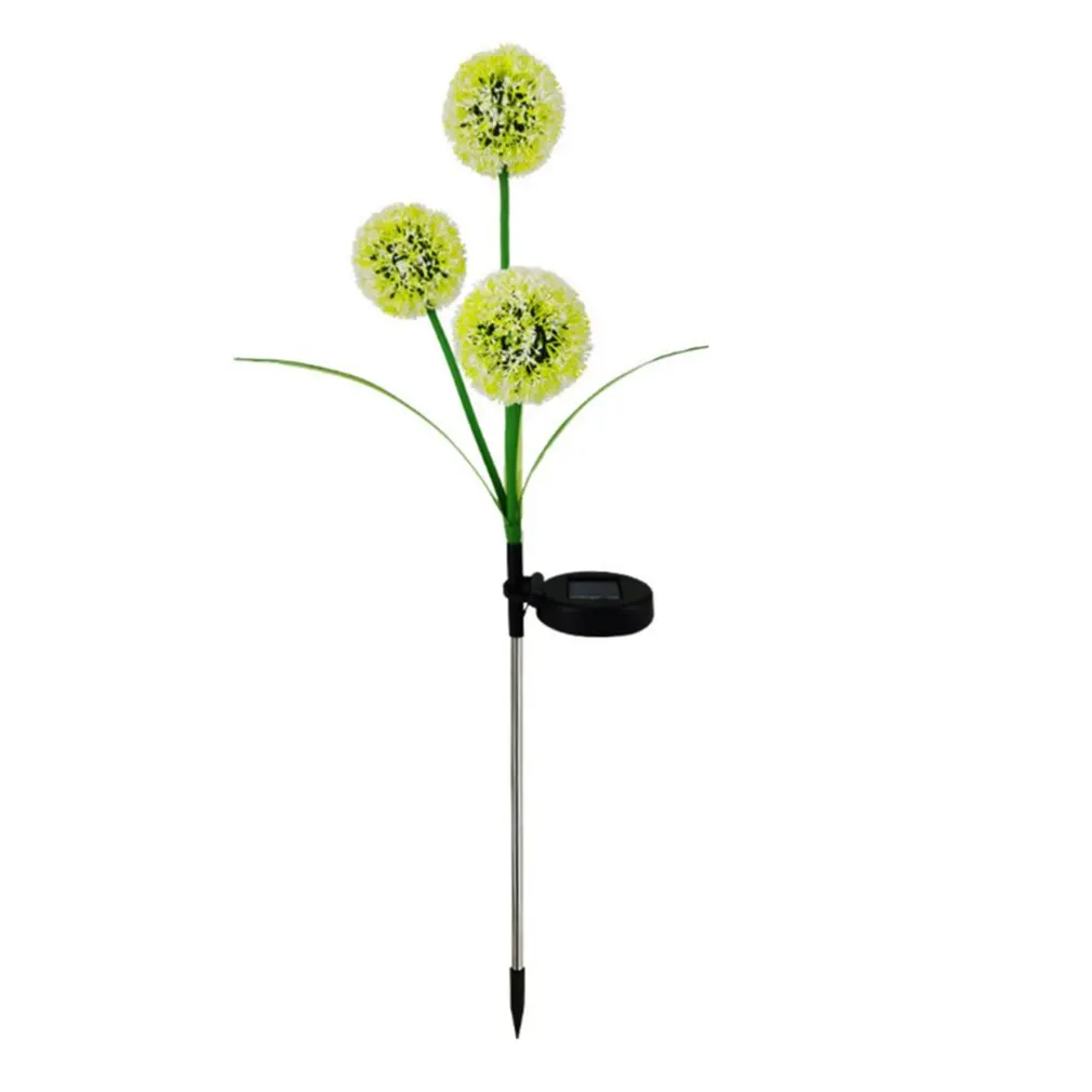 New Power 3 Led Lantern Dandelion Light Green Onion Ball Garden Simulation Flower Ground Landscape Flower Lawn Night Light