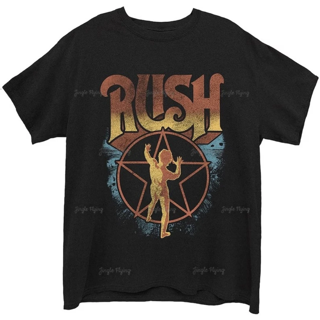 Rush Starman Neil Peart Geddy Lee Alex Lifeson Tee T-Shirt Uomo Unisex Oversize Soft Tee