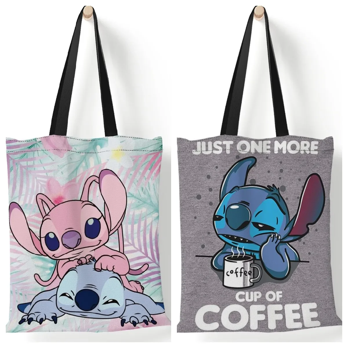 Cartoon Lilo & Stitch Print Canvas Bag Cute Anime Stitch Harajuku Borsa A Tracolla Carry-On Shopping Bag Regalo Di Compleanno Per Bambini