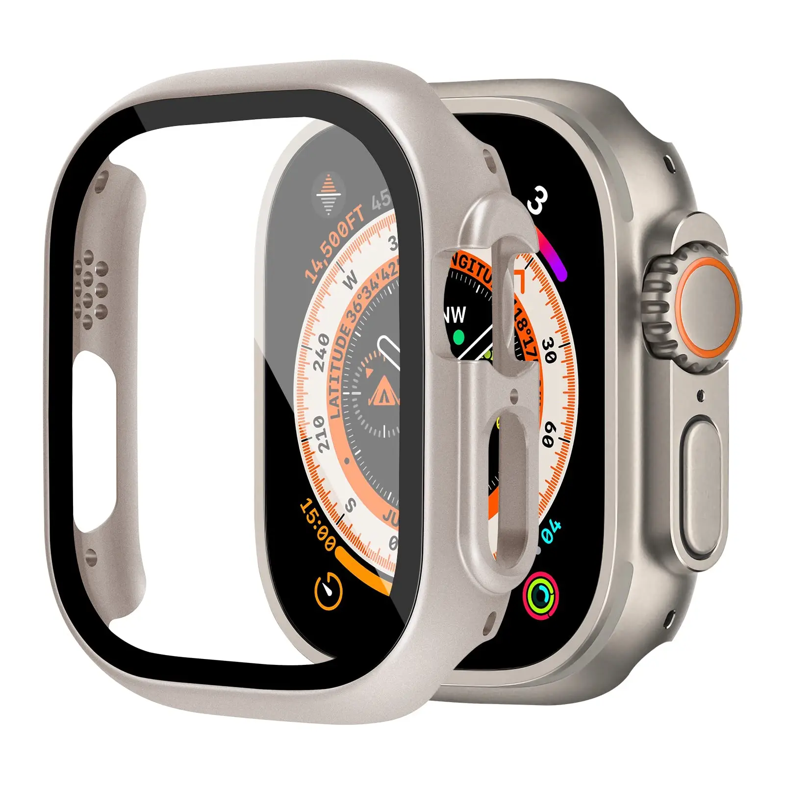 Vetro + Custodia Per Apple Watch Ultra 49Mm Smartwatch Pc Bumper + Screen Protector Cover Temperata Iwatch Series Ultra 2 Accessori
