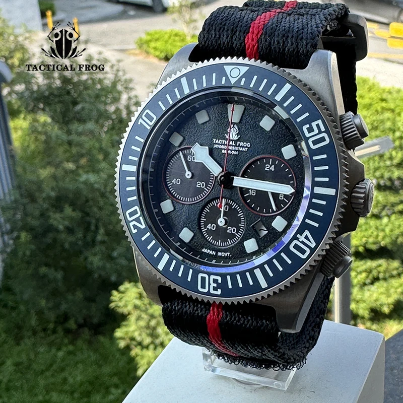 Tactical Frog Fxd Titanium Dive Sports Watch Men 42Mm Vs75B Vetro Zaffiro Al Quarzo Ad Energia Solare 200M Impermeabile Bgw-9 Luminoso