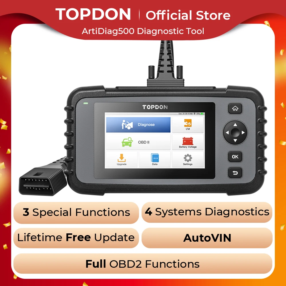 Topdon Artidiag500 Strumenti Diagnostici Per Auto Scanner Obd2 Motore/Abs/Srs/Trasmissione Strumento Automobilistico Lettore Di Codici Obd2 Aggiorname