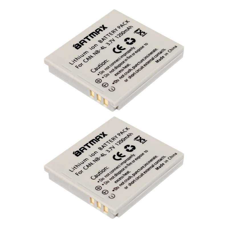 2X 1200Mah Batterie Per Canon Powershot Sd1000 Nb-4L Sd1100Is Sd1400Is Sd200 Sd30 Sd300 Sd400 Sd430 Sd600 (2-Pack)