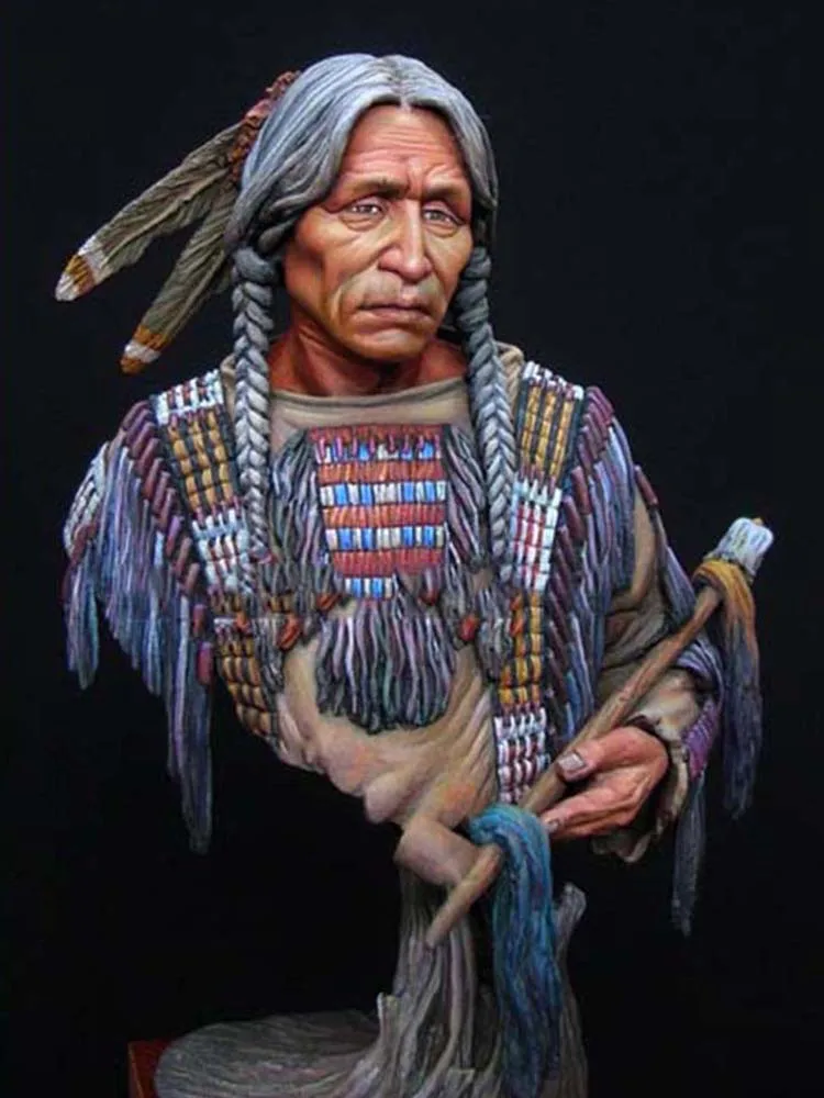 Nuovo Smontato 1/10 Sitting Bull Leader Busto Resina Kit Fai Da Te Giocattoli Non Verniciato Kit