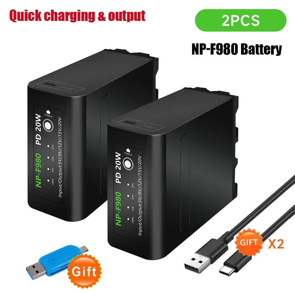 Batteria Digitale Ricaricabile 7.2V Np F980 10800Mah Np F980 Li-Ion Per Sony Plm-100 Ccd-Trv35 Mvc-Fd91 Mc1500C L10