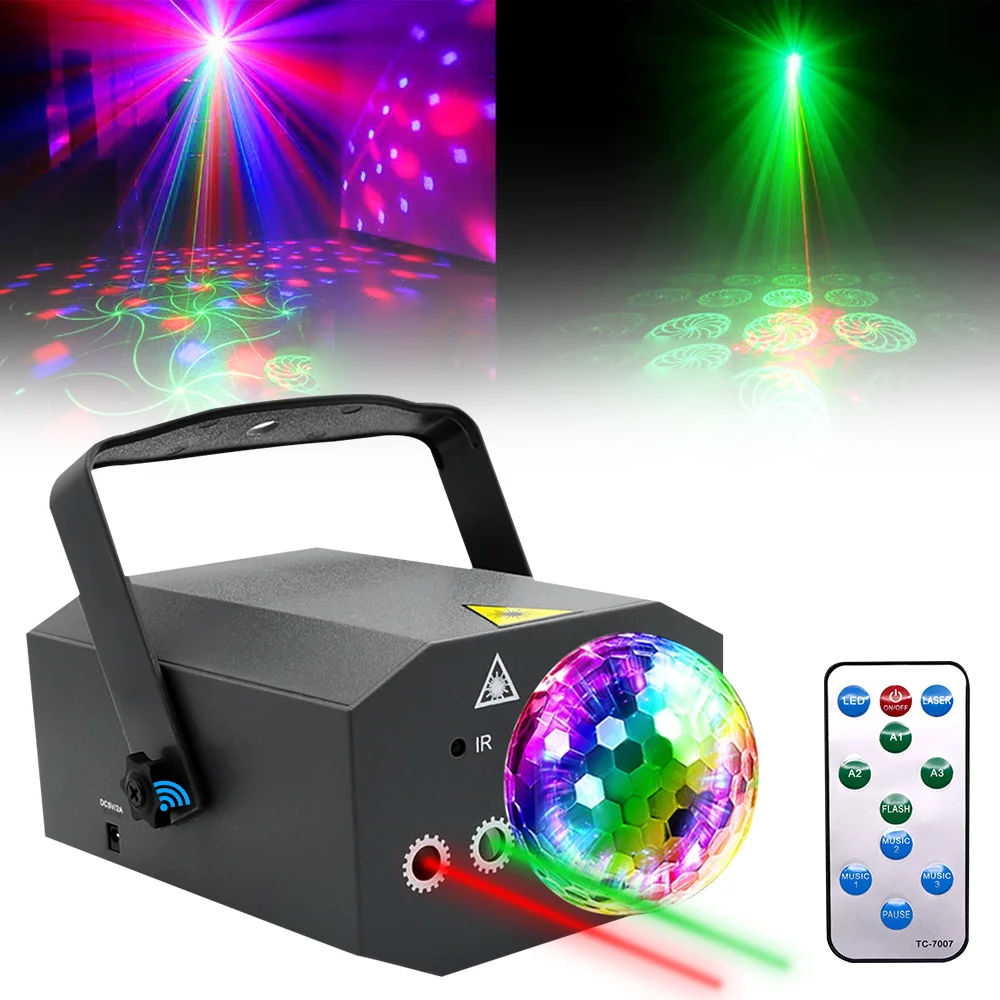 Led Disco Laser Light Disco Ball Projector Telecomando Stage Light Sound Activated Dj Party Light Bar Karaoke Strobe Lamp
