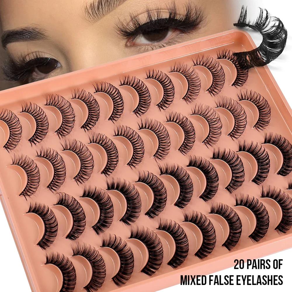 20 Paia Dd Curl Russian Strip Lashes Fluffy Volume Ciglia Finte Dd Curl Drammatico Disordinato Finto Visone Ciglia Finte Make Up Nuovo