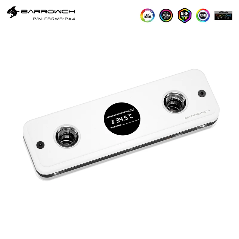 Barrowch 2 O 4 Canali Ram Cooler Per Ddr5,Ddr4,Ddr3 Memory Water Block Con Temperatura Monintorng, Nero, Bianco, Fbrwb-Pa4