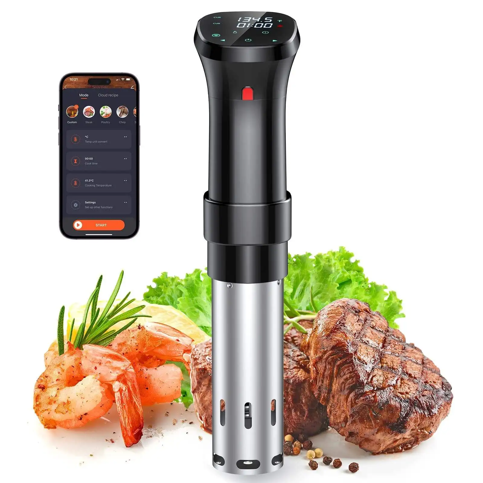 Wifi Connect App Control 1100W Sous Vide Cooker 3D Immersion Circolator Heater Sous Vide Machine Con Touch Screen Lcd