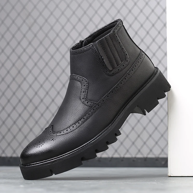 Uomo Casual Business Abito Formale Da Sposa Stivali Chelsea Intagliati Scarpe Brogue Bullock Platform Boot Cowboy Chelsea Botas Zapatillas