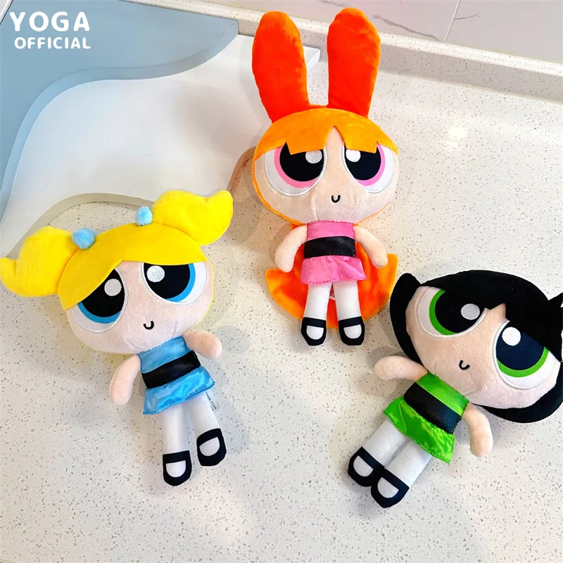 Kawaii The Powerpuff Girls Blossom Bubbles Buttercup 23Cmpp Cotton Filled Peluche Bambola Ciondolo Portachiavi Cartone Animato