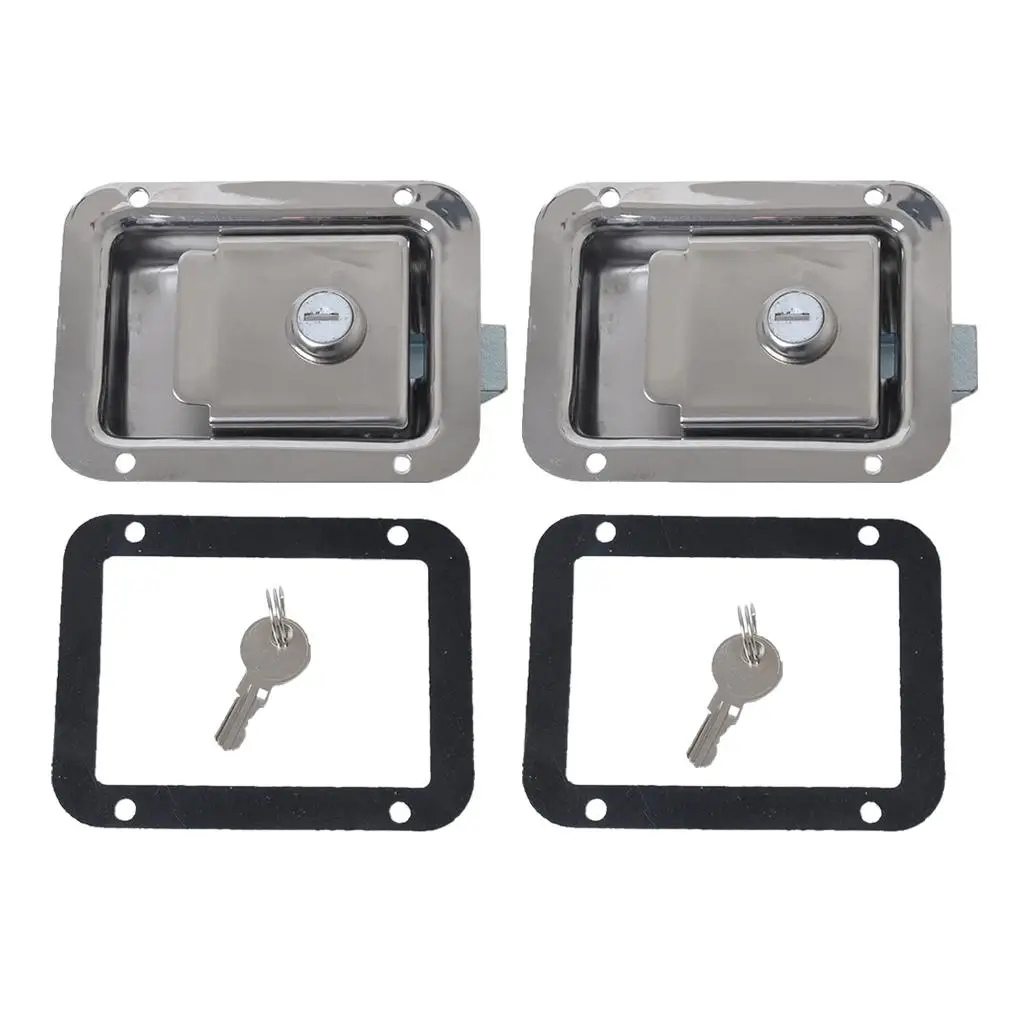 2 Pezzi Marine Yacht In Acciaio Inox Paddle Lock Latch Truck Rv Tool Box Con Chiave