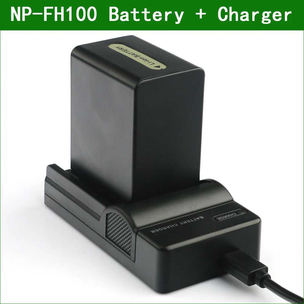 Lanfulang Np-Fh100 Np Fh100 Fotocamera Ricaricabile Batteria Digitale + Micro Caricatore Usb Per Sony Hdr-Sr10 Hdr-Sr11 Hdr-Sr12