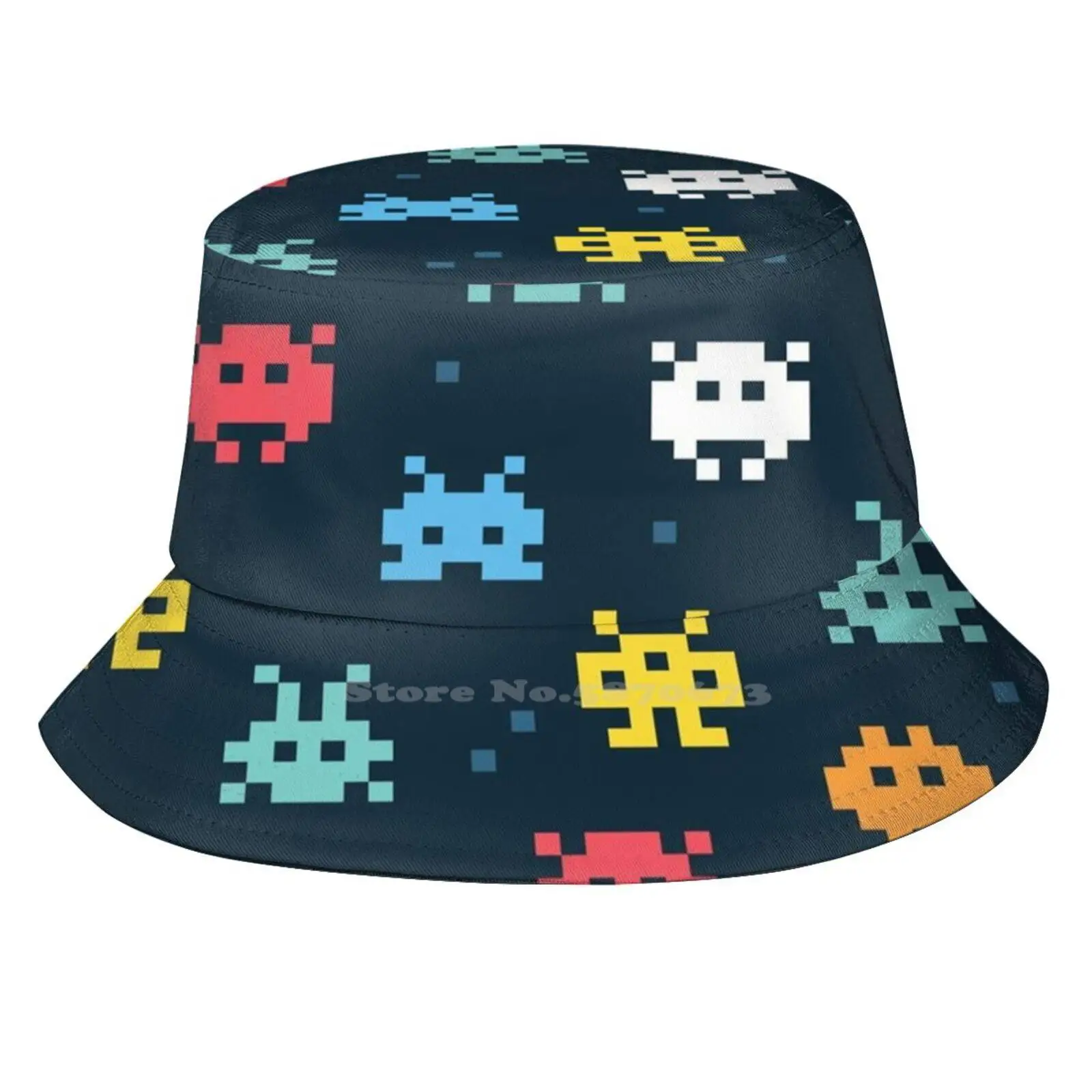 Pixel S | Pixel Monsters Degli Uomini Delle Donne Pescatore Cappelli Secchio Cappelli Retro Spazio Space Invaders Arcade Invaders Game Geek Gaming Gio