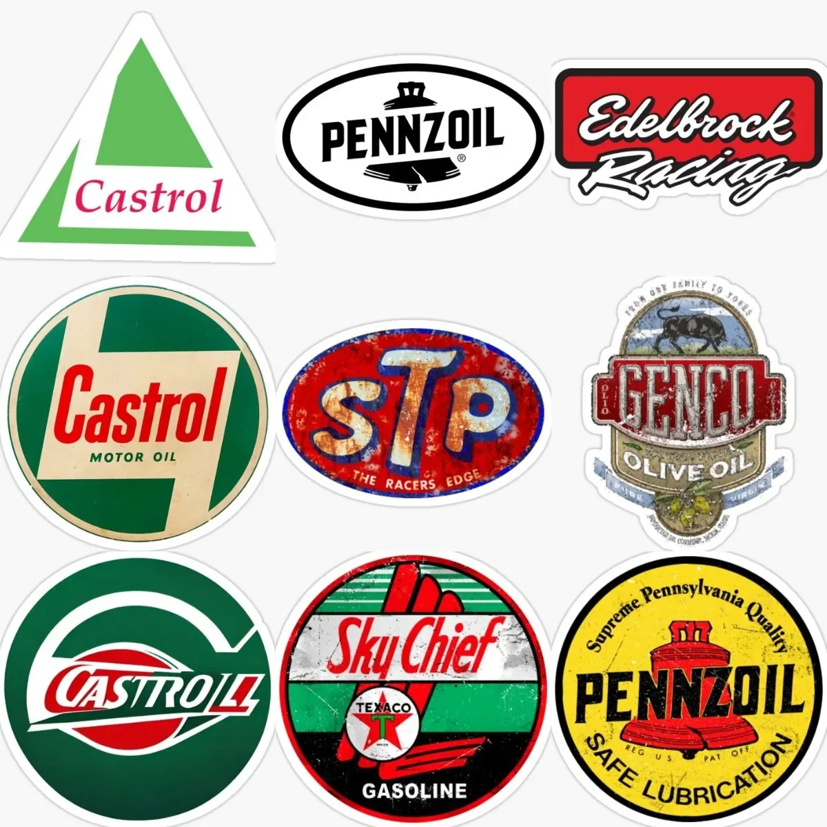 Texaco Castrol Motor Oil Sign Stickers Per Wall Door Camper Van Bicycle Car Moto Truck Off-Road Racing Decal Assecories