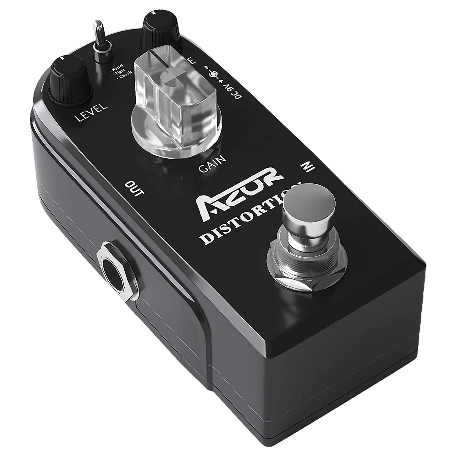 Azor Distortion Guitar Pedal Effect 3 Modalità Natural, Tight, Classic Con True Bypass Black Ap-302 Accessori Per Chitarra