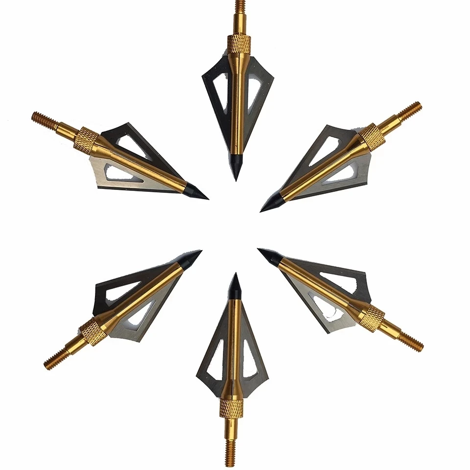 100 Grano Caccia Balestra Freccia Broadhead Con 3 Lame Fisse Freccia Testa Utilizzata Come Tiro Con L'Arco Arco E Freccia