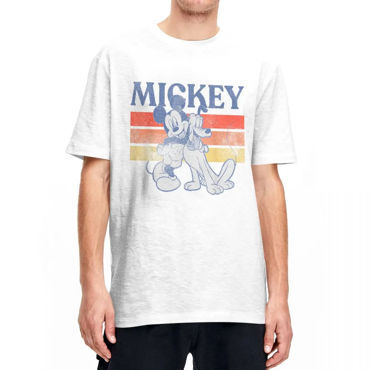 Mickey And Friends T-Shirt Per Uomo Donna Mickey E Pluto Retro Line 100% Cotone T-Shirt Manica Corta Idea Regalo Vestiti