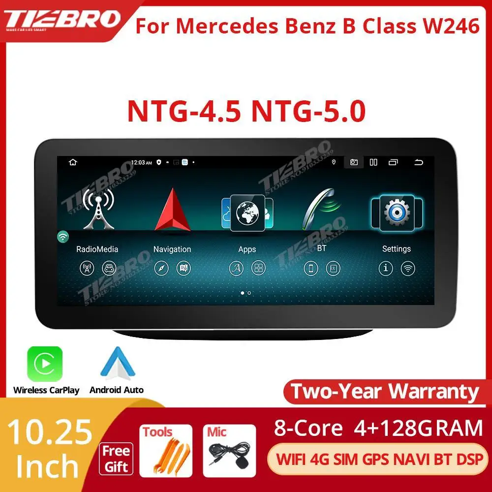 Tiebro 10.25 ''Android 12 Autoradio Per Mercedes Benz W246 2011-2018 Carplay Stereo Multimedia Player 4 + 128G Unità Principale Bluetooth