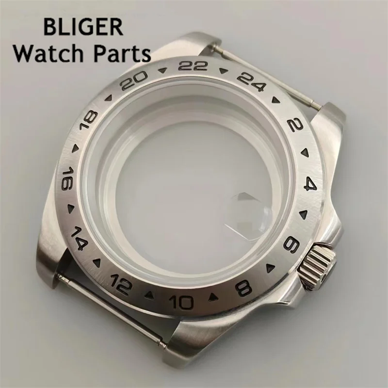Bliger 40Mm /43Mm Explorer 2 Case Solid Bezel Vetro Zaffiro Fit Nh34 Nh35 Nh36 Eta2824 Pt5000 Miyota Dg2813 3804 Movimento