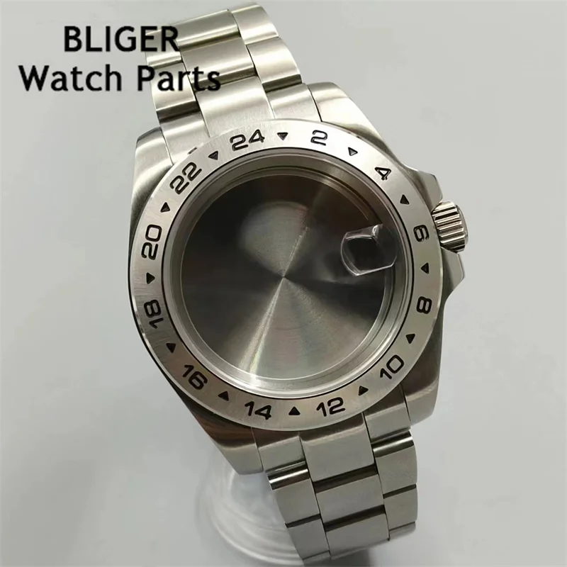 Bliger 40Mm /43Mm Explorer 2 Case Solid Bezel Vetro Zaffiro Fit Nh34 Nh35 Nh36 Eta2824 Pt5000 Miyota Dg2813 3804 Movimento